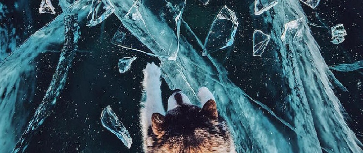 Кристальная вода Байкала сверкает зимним льдом